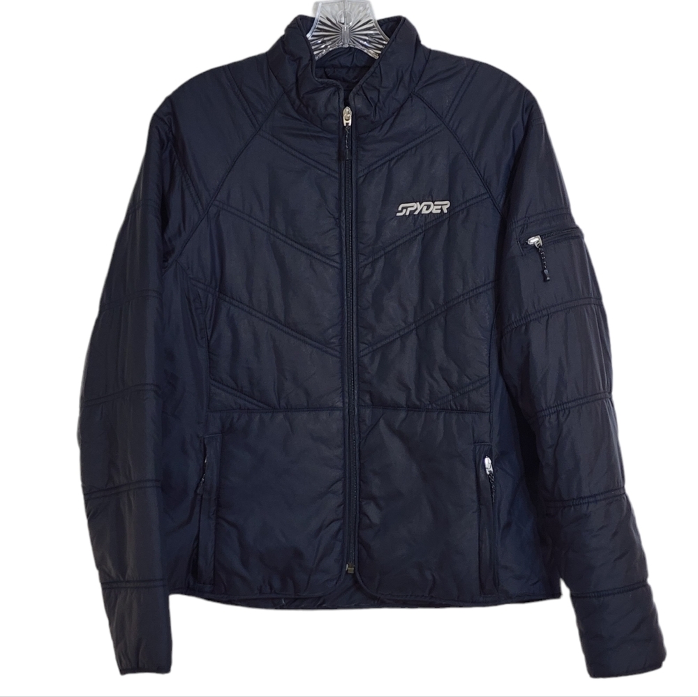 Spyder Xscape Quilted Winter Coat Full Zip Jacket in Black Womens Size 10
